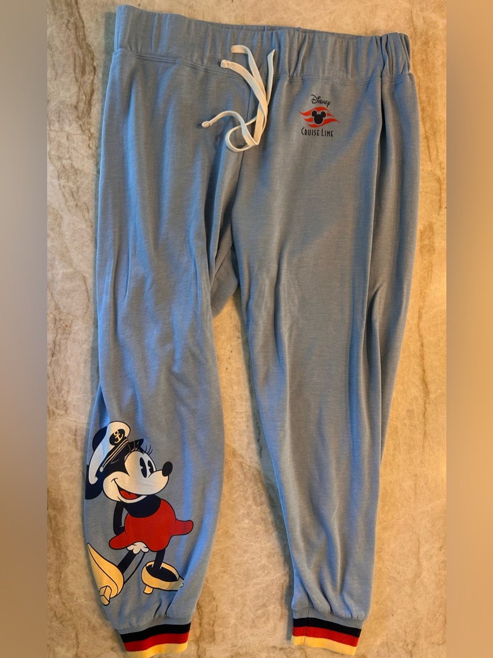 Disney Cruise Line Minnie Mouse Jogger Sweatpants Blue Lounge Pants XL